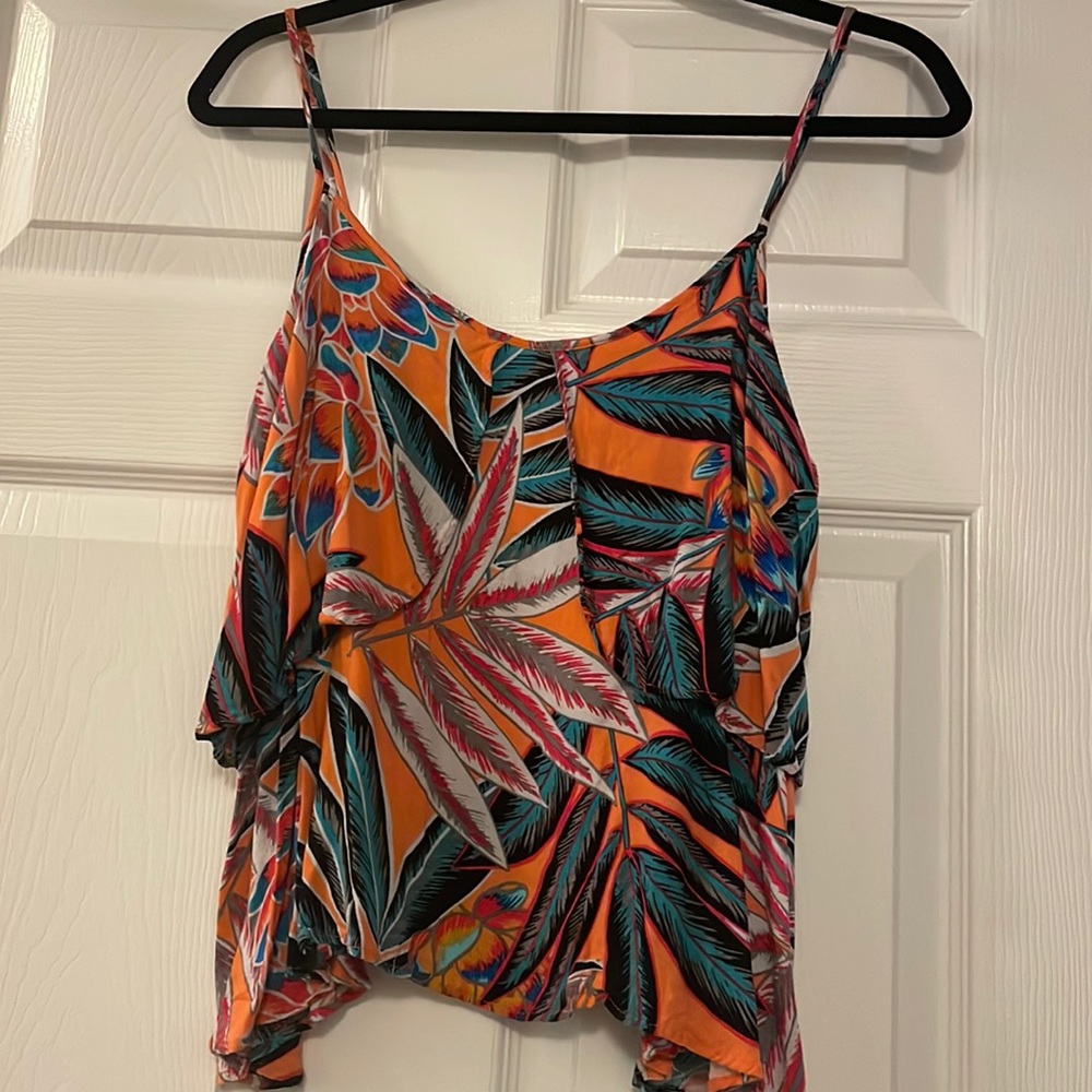 JACK by BB DAKOTA Orange Flowery Spaghetti Strap shirt Medium